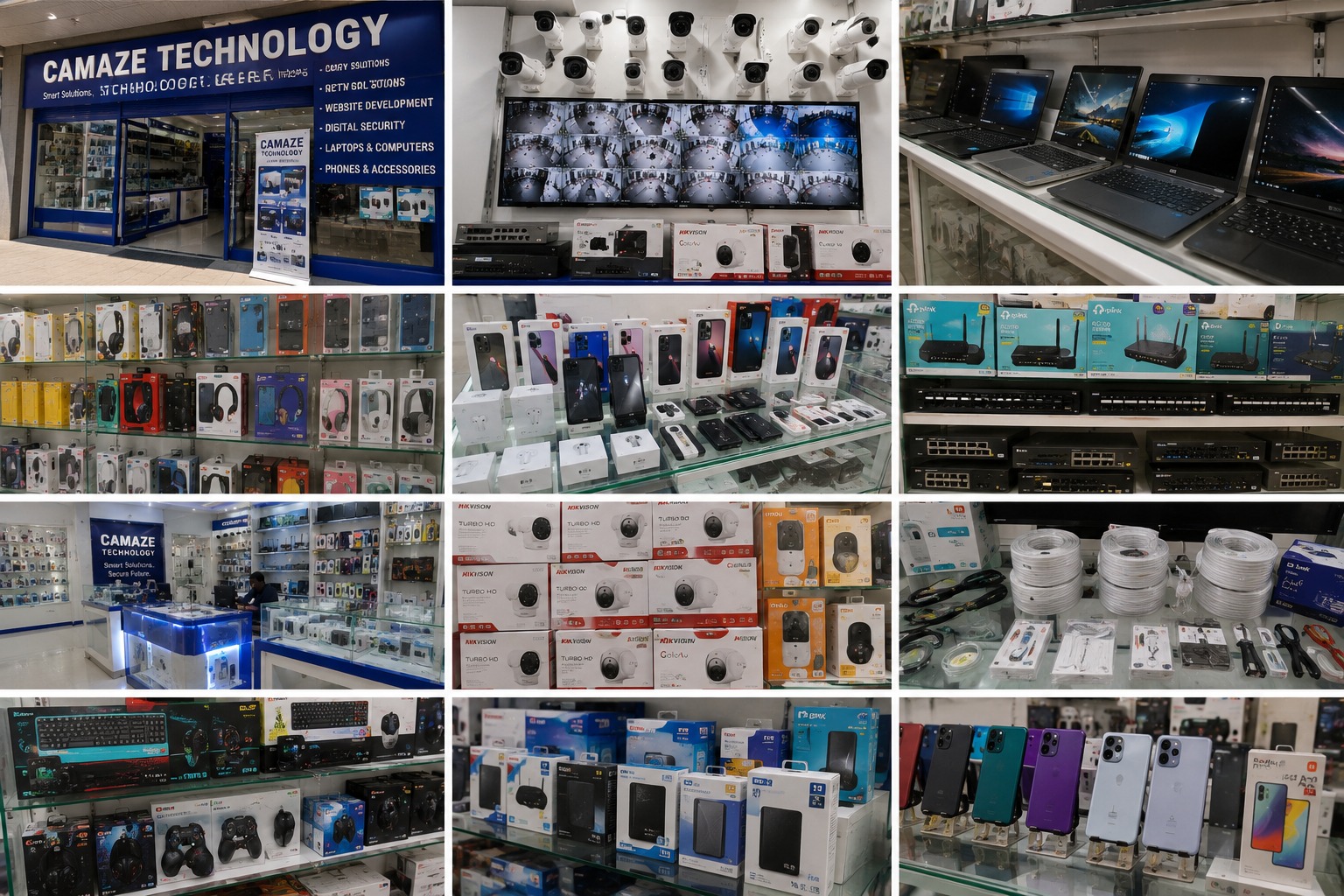 Routers, switches and cabling on the shelves
